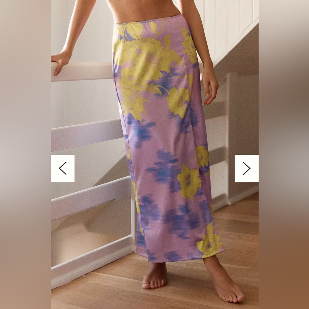 LyreBird at Anthropologie Stretch Satin Slim Skirt
